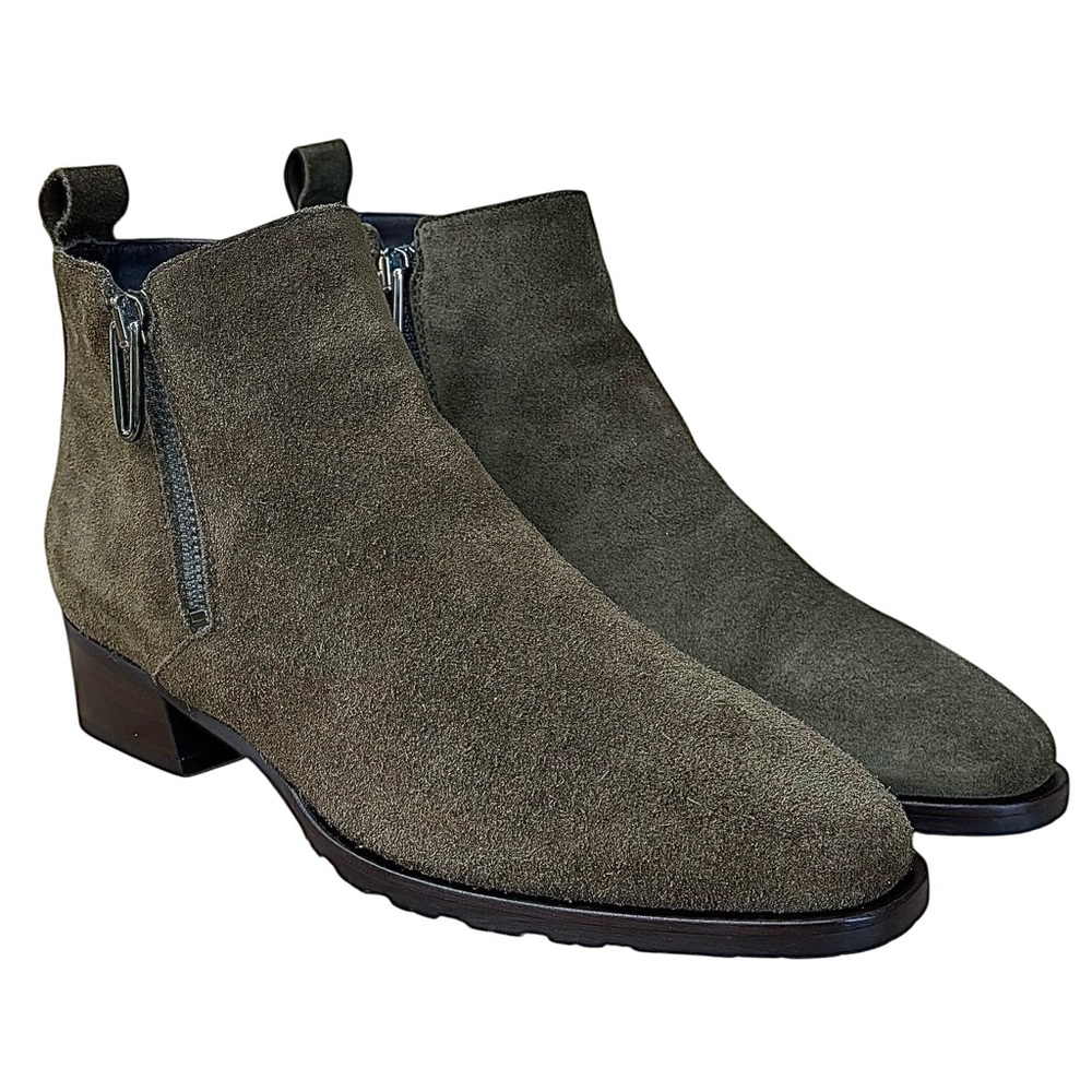 AQUATALIA “Fantina” Army Green Suede Zip Ankle Boots